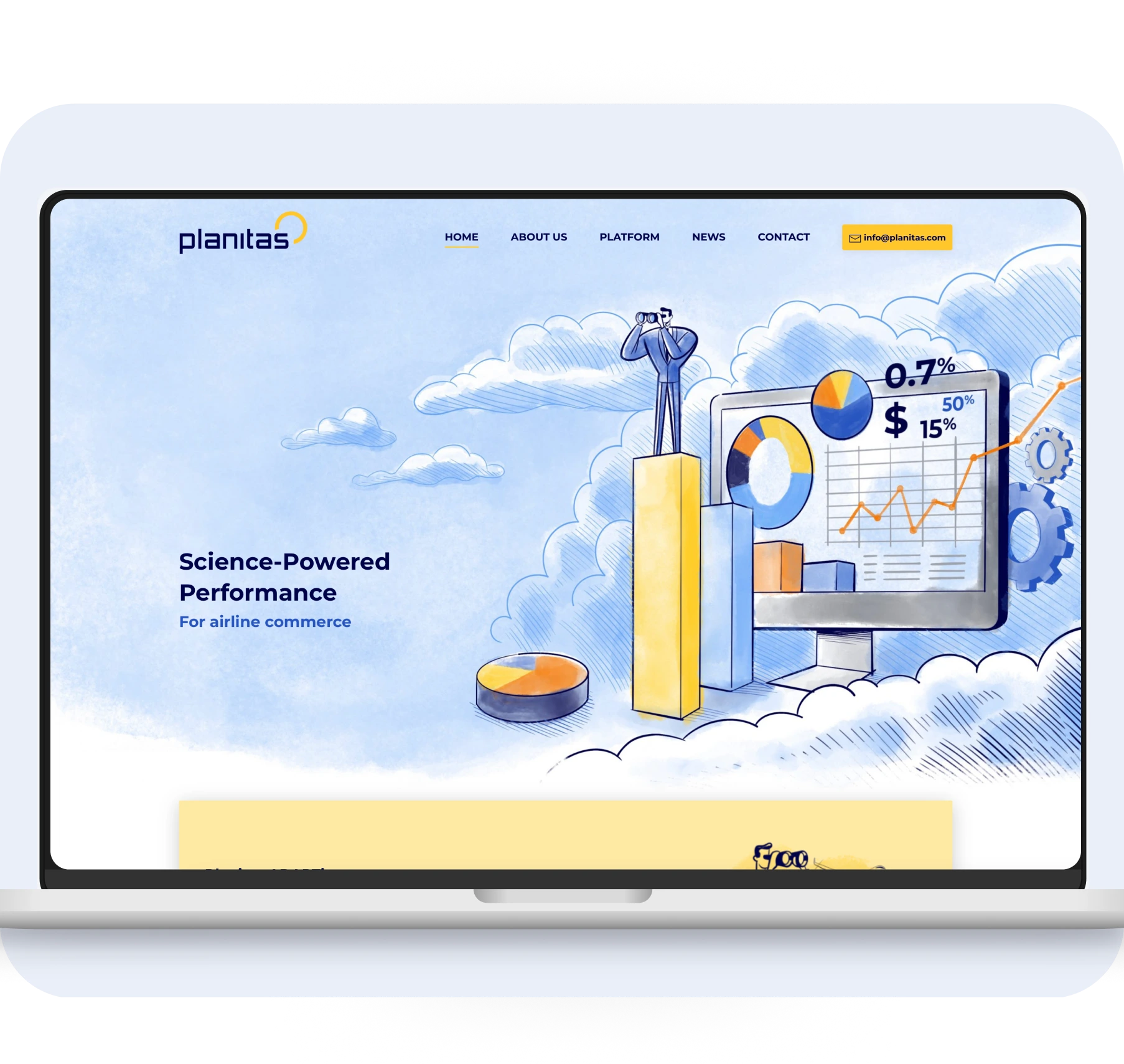 Planitas Airline Systems — airline commerce platform mockup
