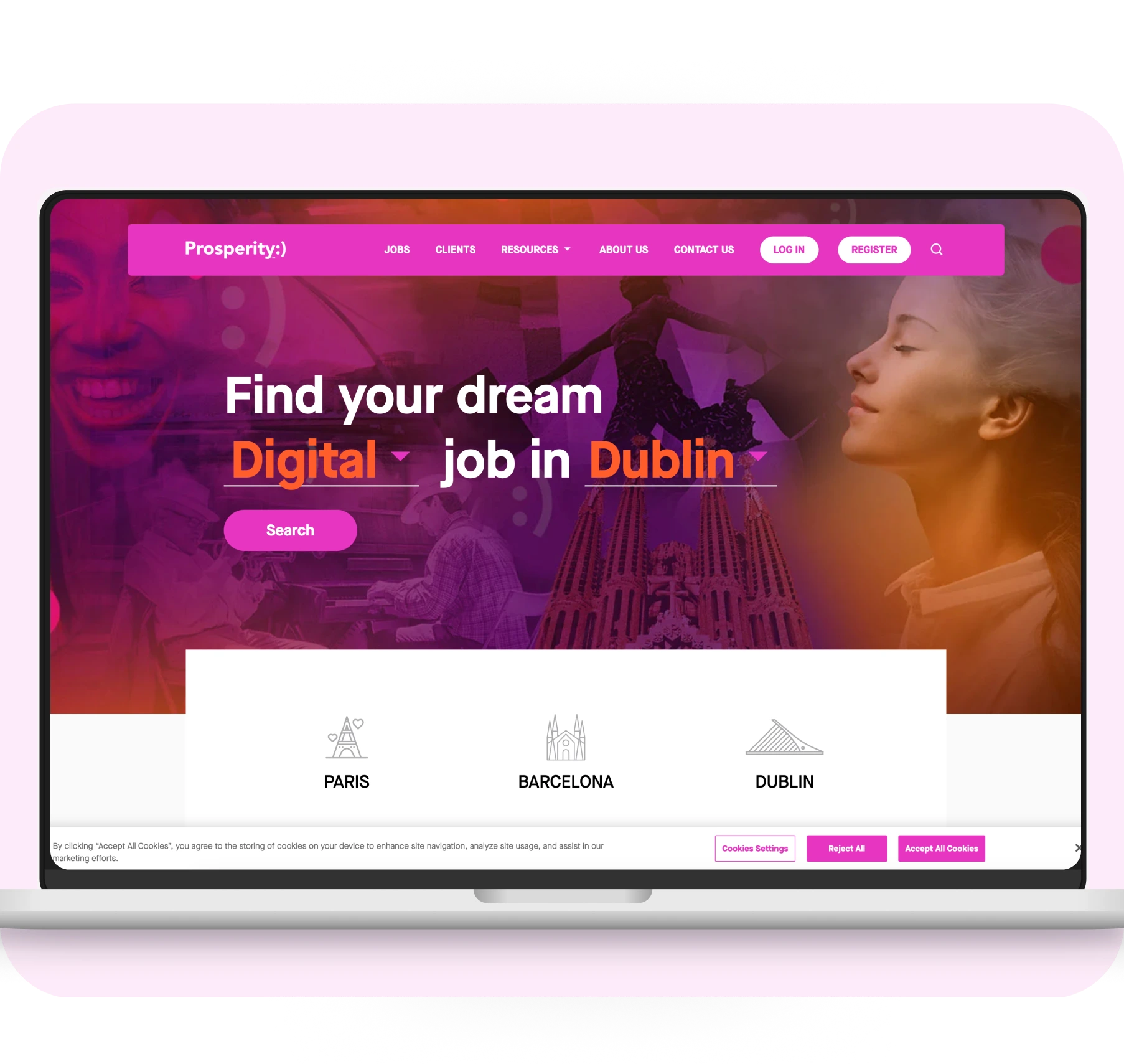 Prosperity — digital recruitment platform mockup